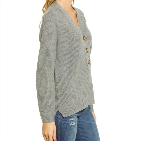 Madewell Lyle Henley Sweater size Medium Heather Grey - Picture 5 of 13